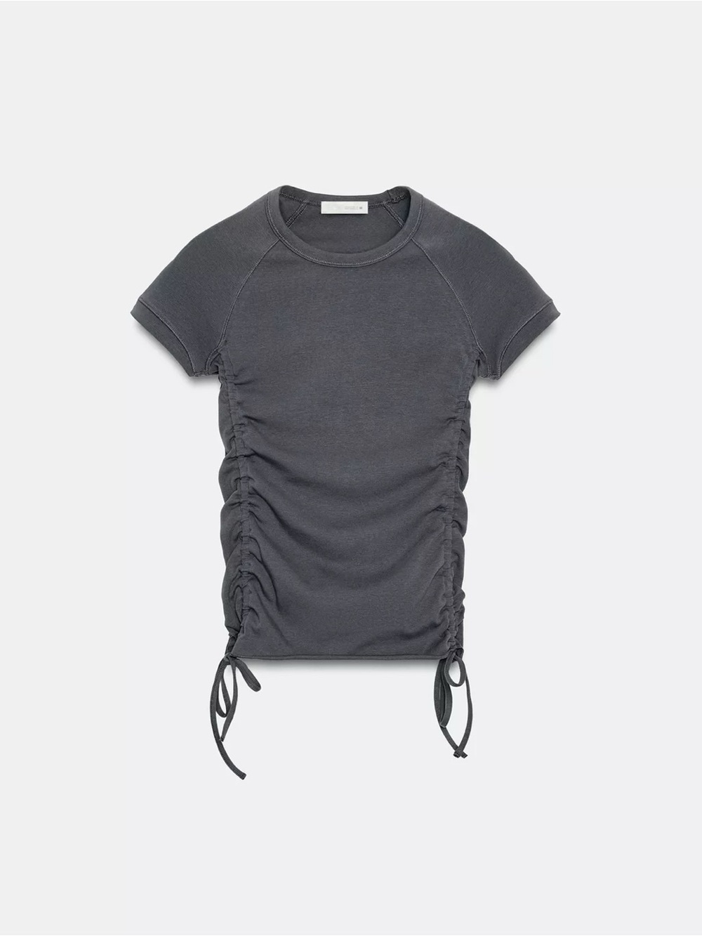 Zara Charcoal Gray Side-Ruched Short Sleeve Tee
